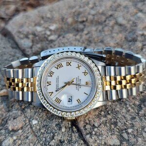 Rolex 36mm Datejust 16233 White roman Two-tone 2CT Diamond jubilee